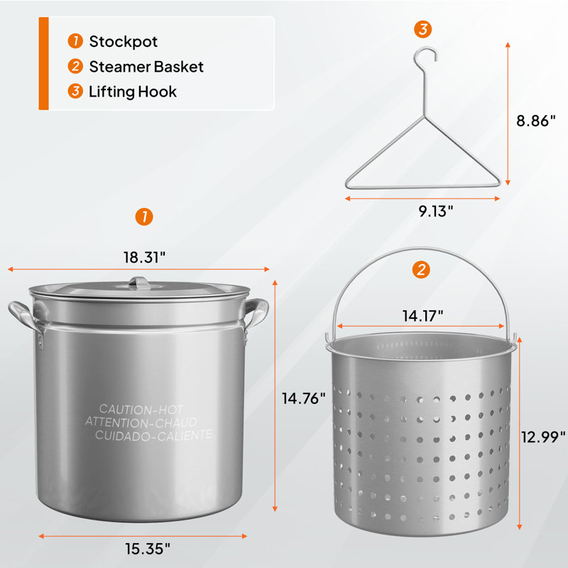 Stainless Steel Seafood Boil Pot, 50 quarts
