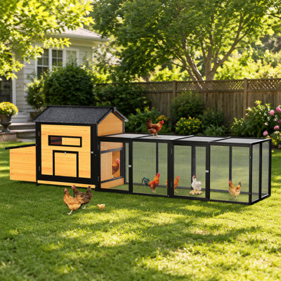 Spacious Wooden Chicken Coop with Weatherproof Outdoor Run