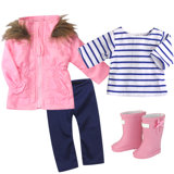 Doll Parka, Leggings, Stripe T and Wellies