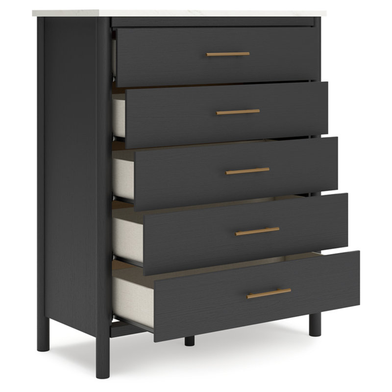 Cadmori Black and White 5-Drawer Transitional Chest