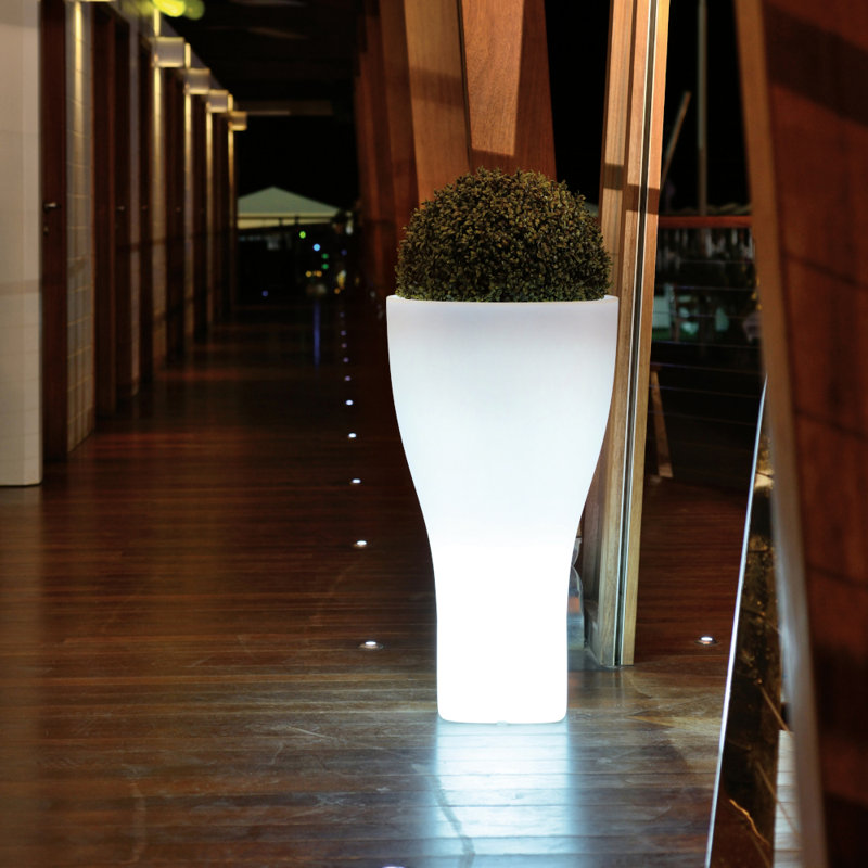 Lineville Pot Planter, 85cm H x 48cm W x 48cm D, White Pearl