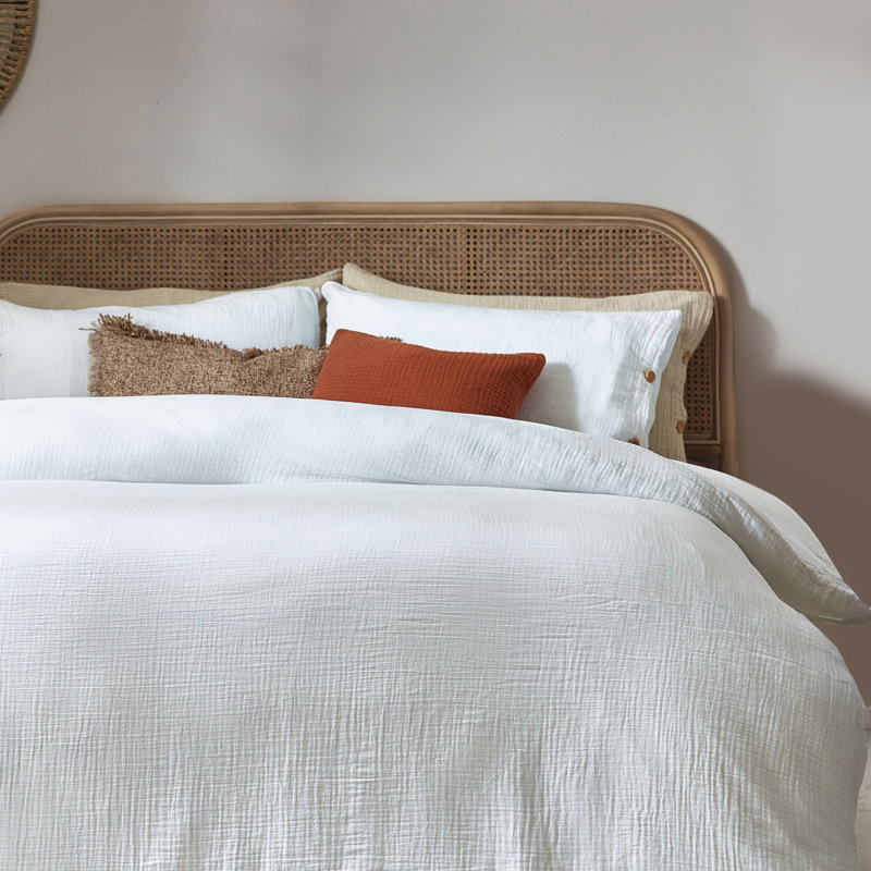 Lark Cotton Solid Colour Duvet Cover Set with Pillowcases Included, Single - 1 Standard Pillowcase, White