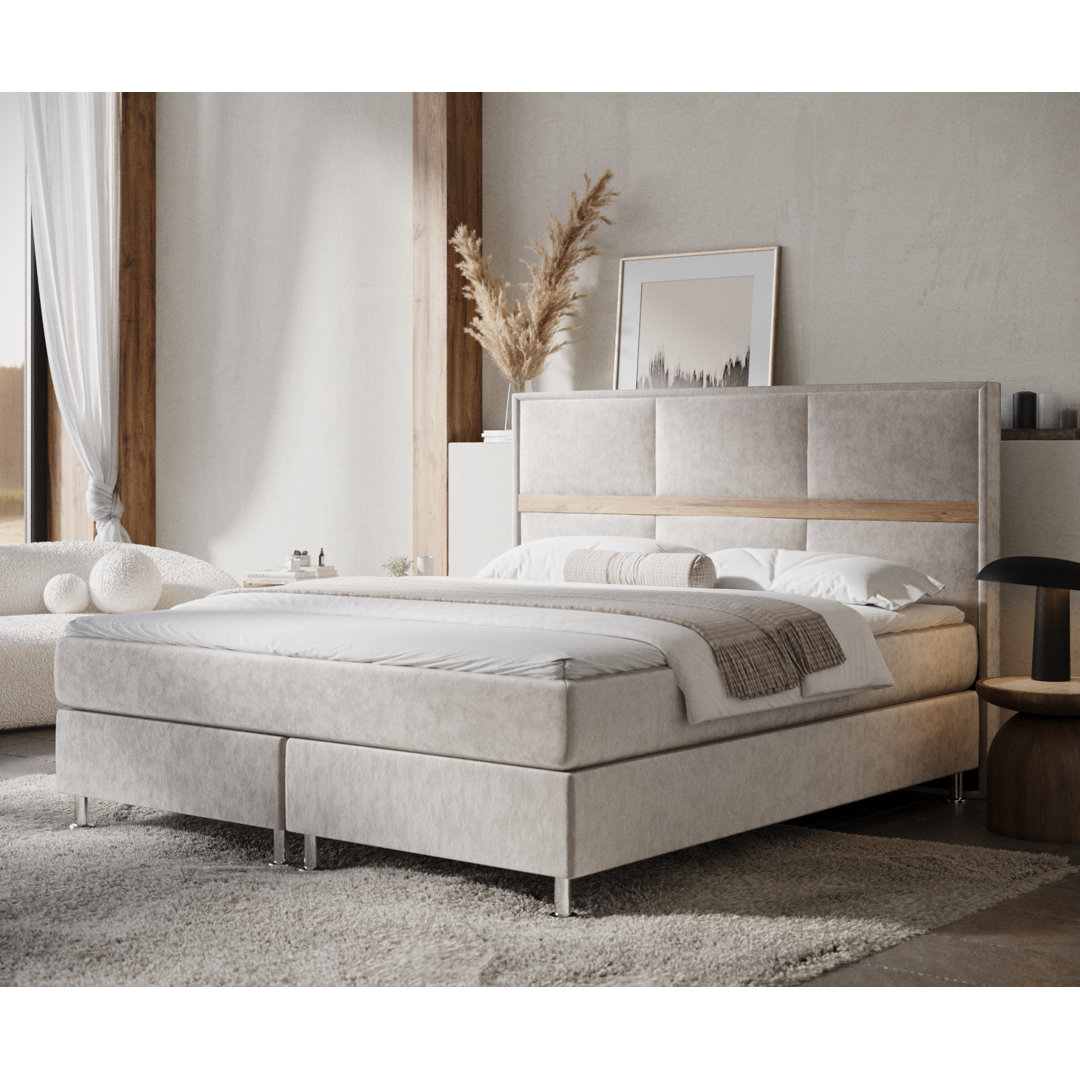 Echtes Boxspringbett Sorrento mit Zwei Matratzen und Latex Topper