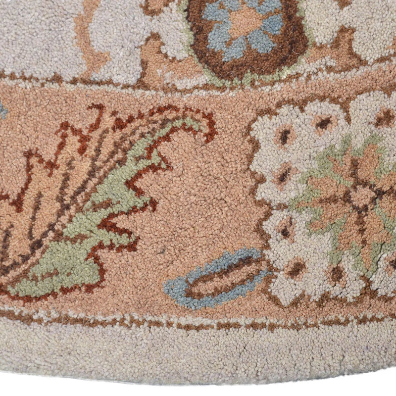 Radiant Hand Tufted Wool Eco-Friendly Round Area Rugs - Round, Cream Brown Color, Oriental Design, High Pile Thick Handmade Anti Skid Area Rugs for Living Room, Bed Room