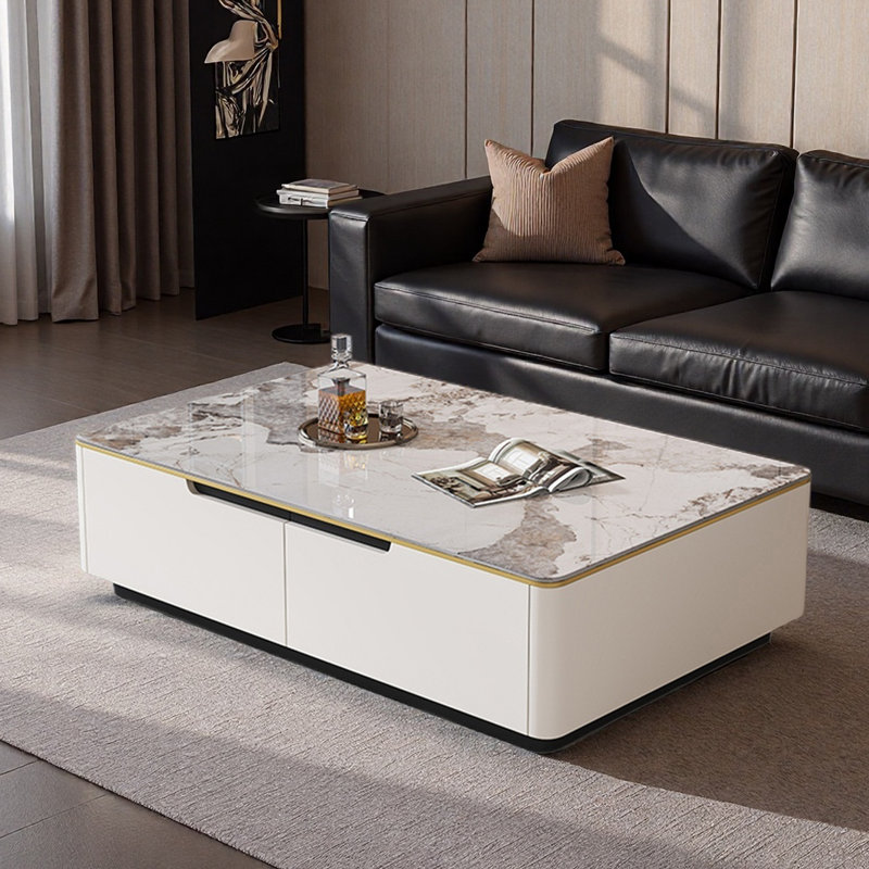 Table basse Modern, Blanc, H 15 po x L 59,1 po x l 31,5 po