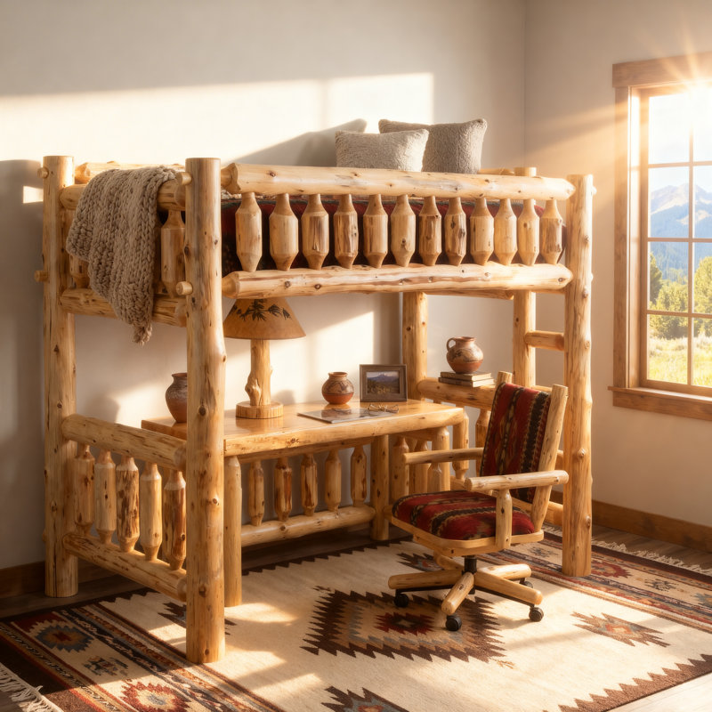 Kids Twin Loft Bed, Traditional