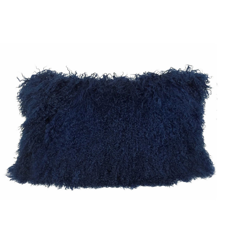 15" X 25" Lambswool Down Throw Pillow, Navy Blue, 15" X 25"