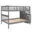 Lit superposé en escalier avec rangement et garde-corps pour chambre à coucher, dortoir, gris-1494059168