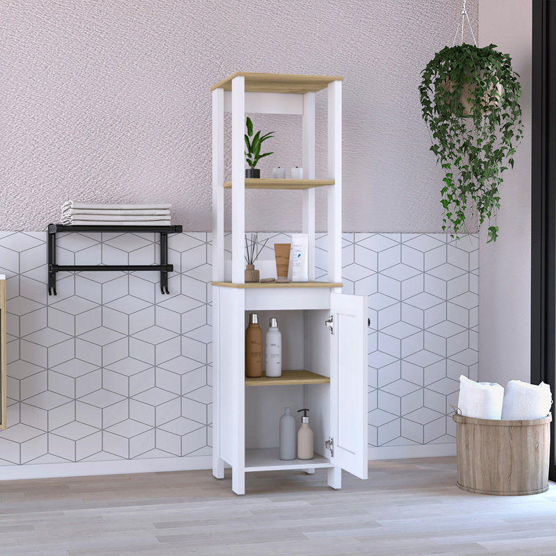 St. Clair Linen Cabinet, Two Interior  Shelves, Two Open Shelves, Single Door, Multicolor