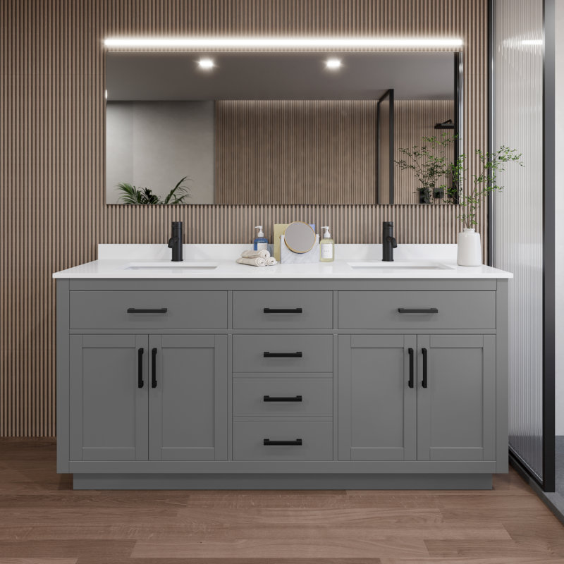Beckett TK 72'' W Vanity, Matte Black, Single, Gray