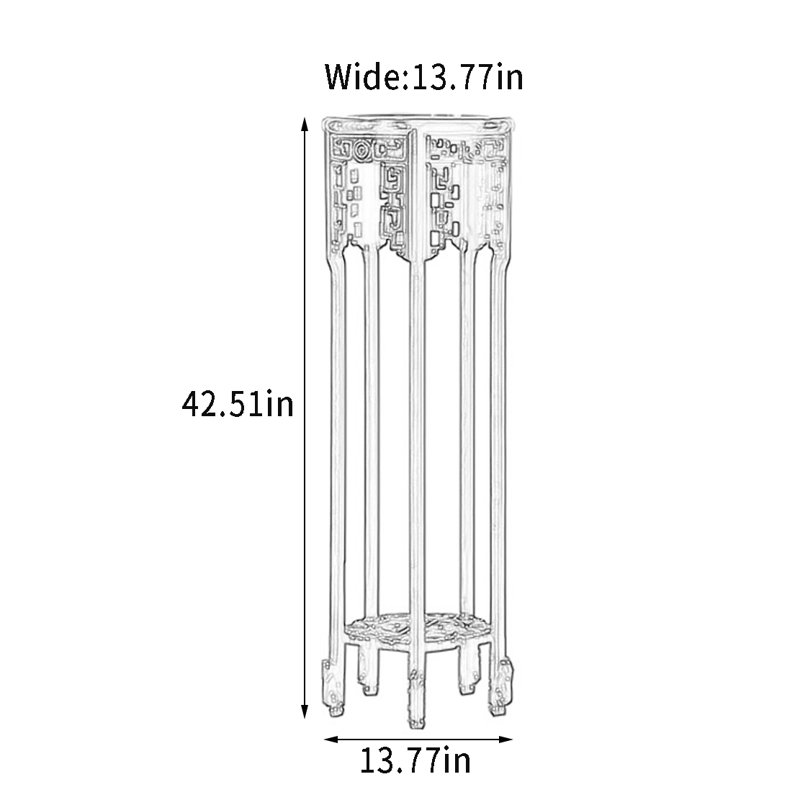 Double tablette circulaire pour plante, H 42,51 po x L 13,77 po x P 13,77 po
