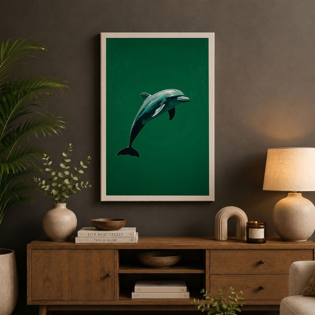 Leaping Dolphin Coastal - Wrapped Canvas