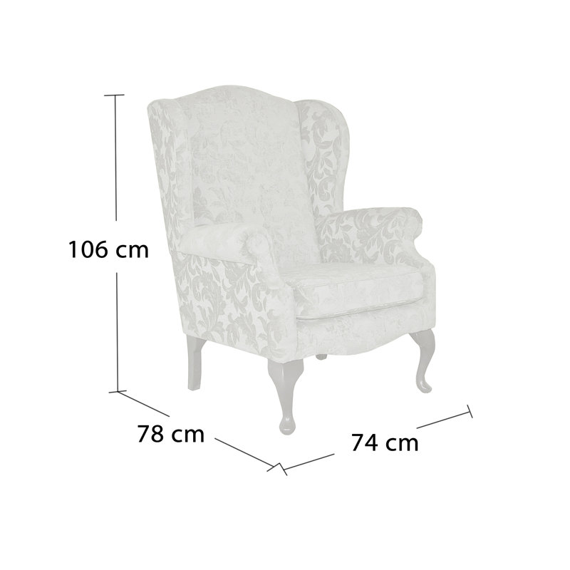 Stevensville Upholstered Wingback Chair, Mahogany, Fortuna Honey Pattern