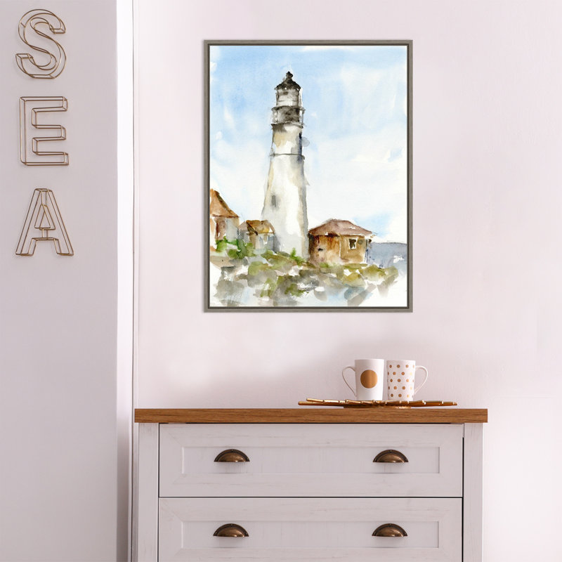 «Plein Air Lighthouse Study I» par Ethan Harper, reproduction d'art sur cadre flottant