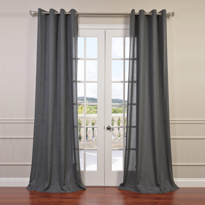 Janesville Linen Blend Semi Sheer Curtain Single Panel, 50" W x 108" L, Sand