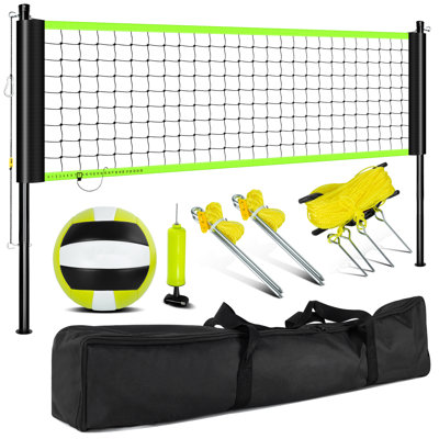 Ensemble de filet de volleyball portatif 32 pieds avec poteaux, volleyball, pompe et sac de transport