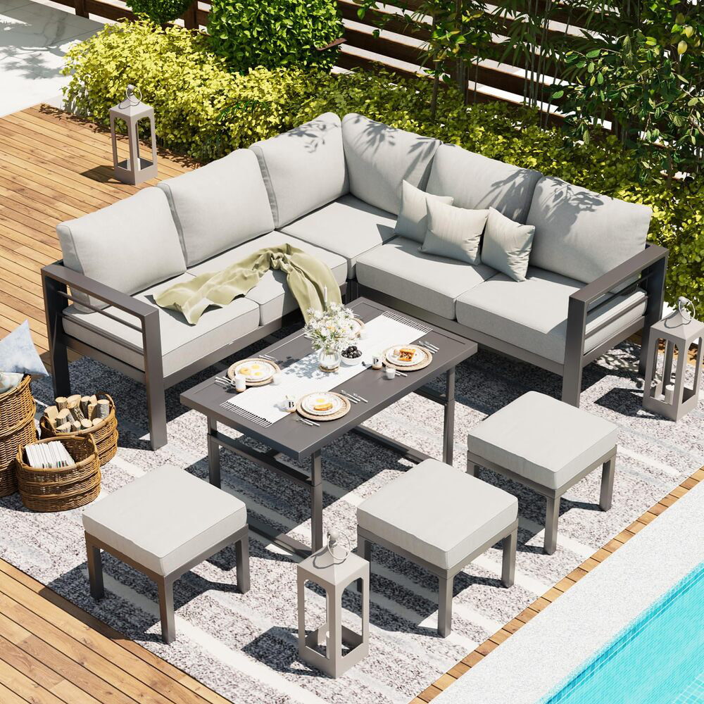 Wicker 8 - Person Garden Lounge Set with Cushions