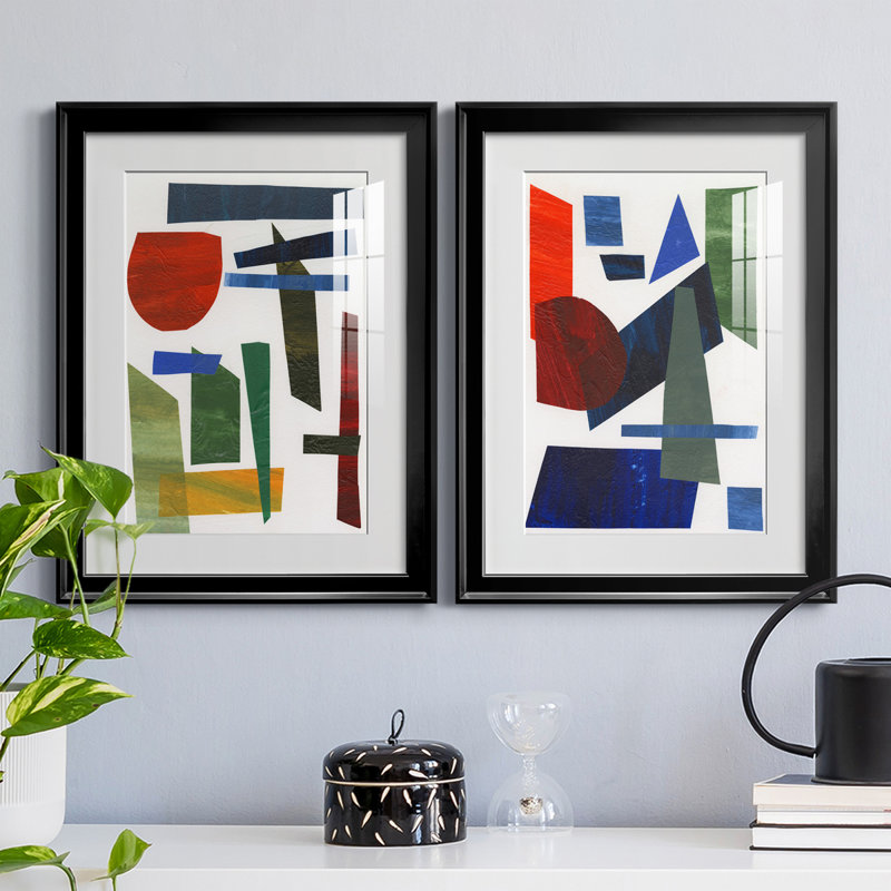 «Colorful Shapes II», reproduction encadrée de qualité supérieure - prête à être accrochée, H 30,5 po x l 45 po x P 1 po