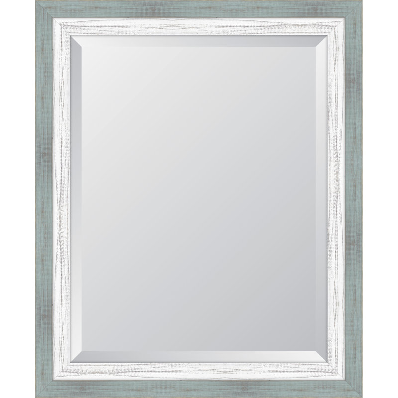 Brodnax Wood Flat Wall Mirror, 34" H x 28" W, Turquoise