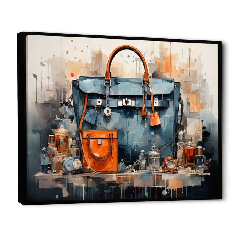 Minimalim Black Handbag - Fashion Canvas Prints, H 34 po x l 44 po x P 1,5 po, Cadre flottant noir