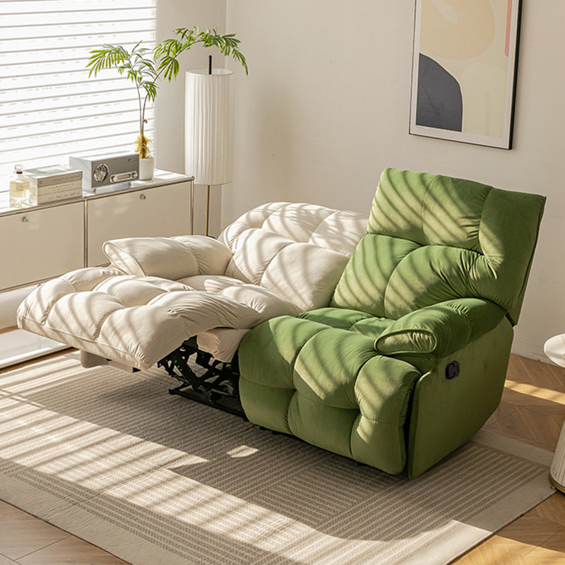 Fauteuil inclinable ergonomique spacieux à deux positions, Mélange de polyester vert / beige
