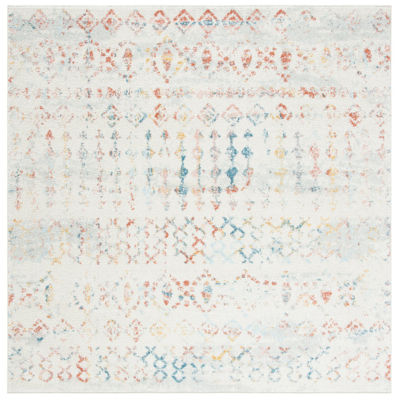Tapis ivoire / rose Sachiko Southwestern, Carré 6 pi 7 po