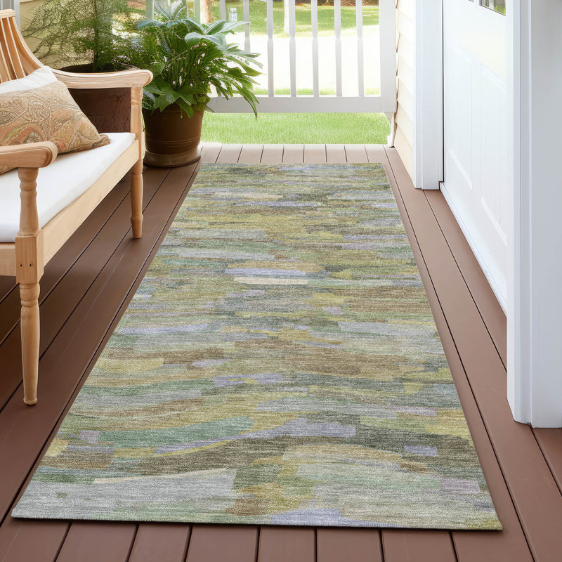 Machine Washable Indoor/Outdoor Huseby ACN2266 Stripes Rug, Tapis de couloir 2 pi 3 po x 7 pi 6 po