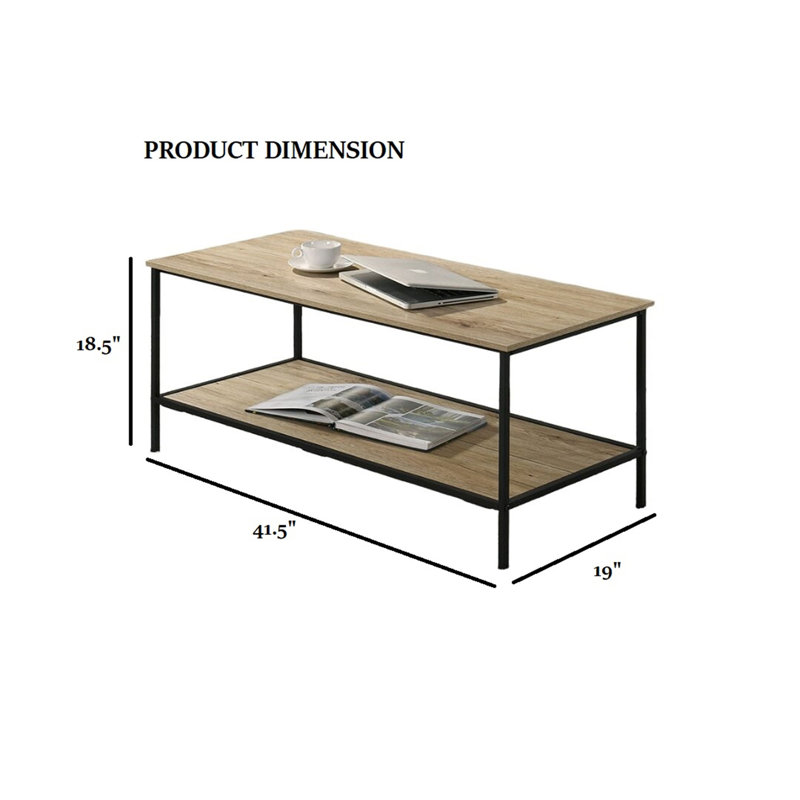 Ensemble de table rustique 3 pièces Table basse 1X Table de bout 2X Table de bout style minimaliste à deux couches avec finition naturelle (table incluse seulement)