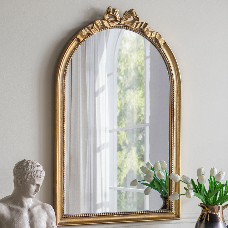 Miroir arqué de style baroque, Doré, 37,3 po x 23,6 po