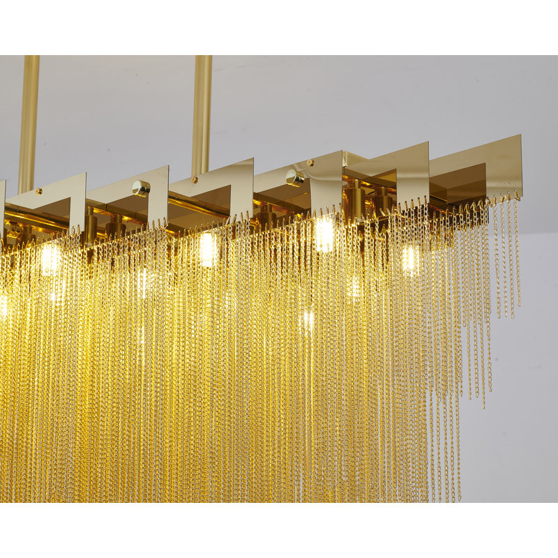 Lustre moderne à chaîne en aluminium 24 lumières , Doré