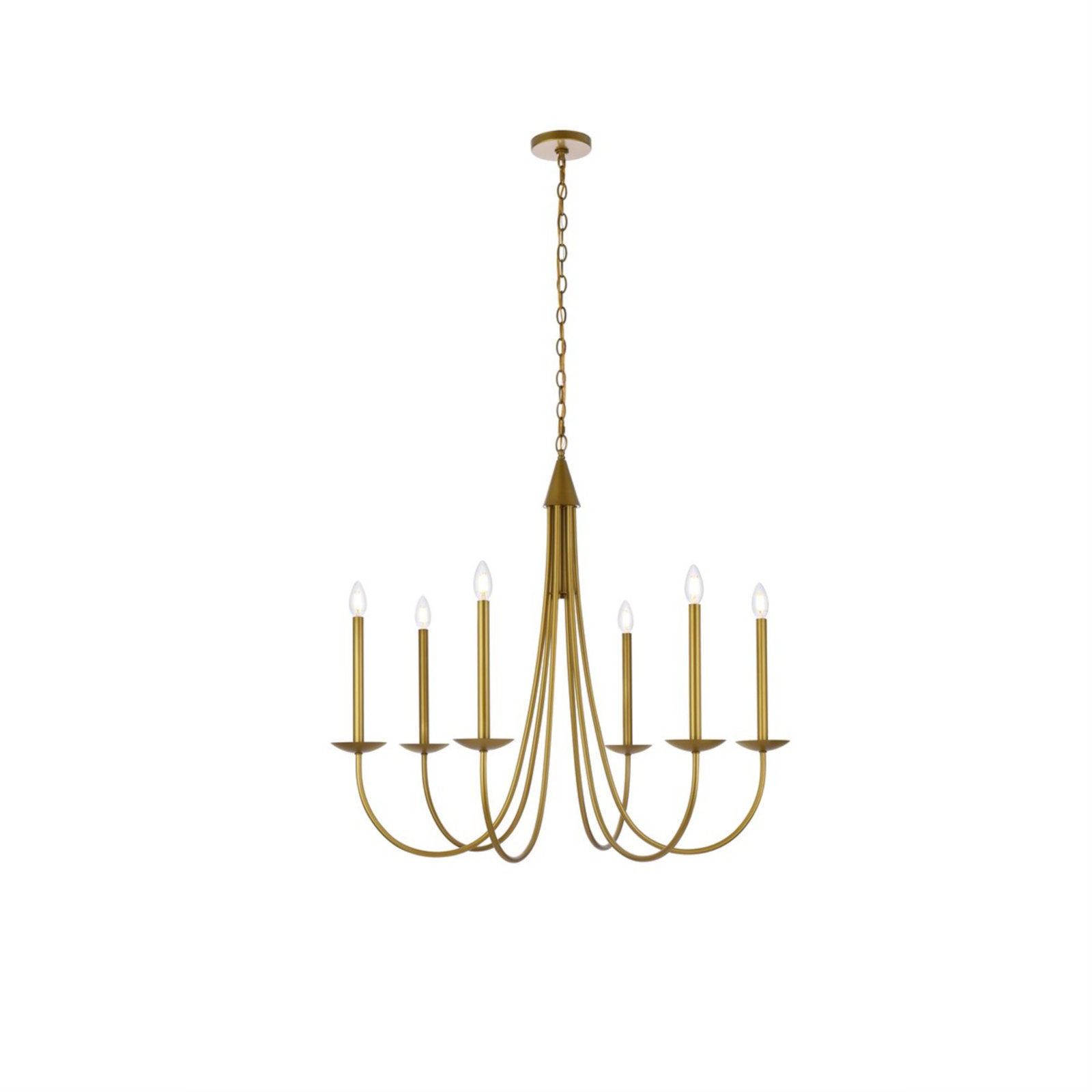 Baltray 6 - Light Candle Style Classic/Traditional Chandelier, Brass, 33.7" H x 36" W x 36" D