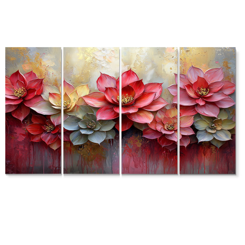 Brooklyn - Succulent Wall Art - ensemble d'art mural, H 32 po x l 64 po, 4