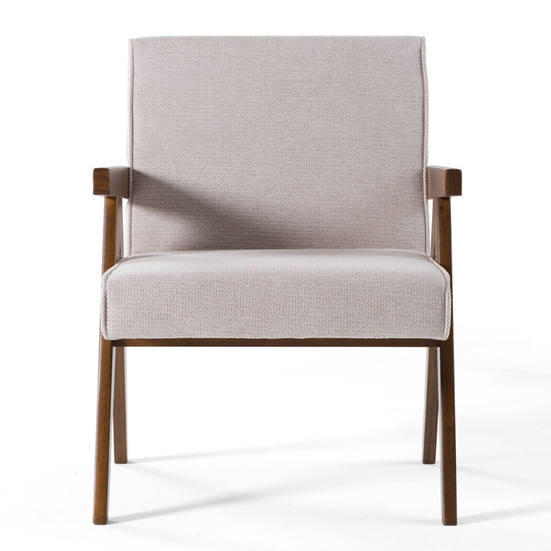 Ensemble de 2 chaises d'appoint Cid Jose, polyester beige, bois de noyer brun