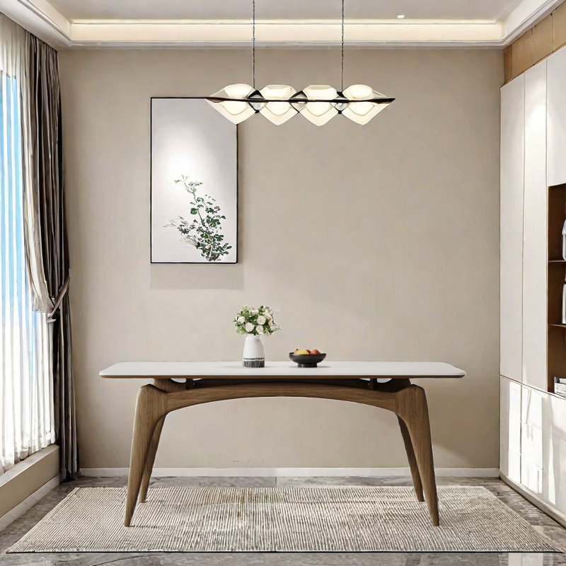 Baruti Ash Solid Wood Base Dining Table, 29.52"H x 55.11"L x 31.49"W