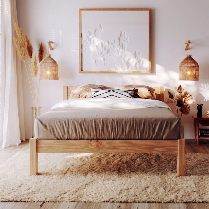 Alessio Bed Frame, Twin, Light Wood