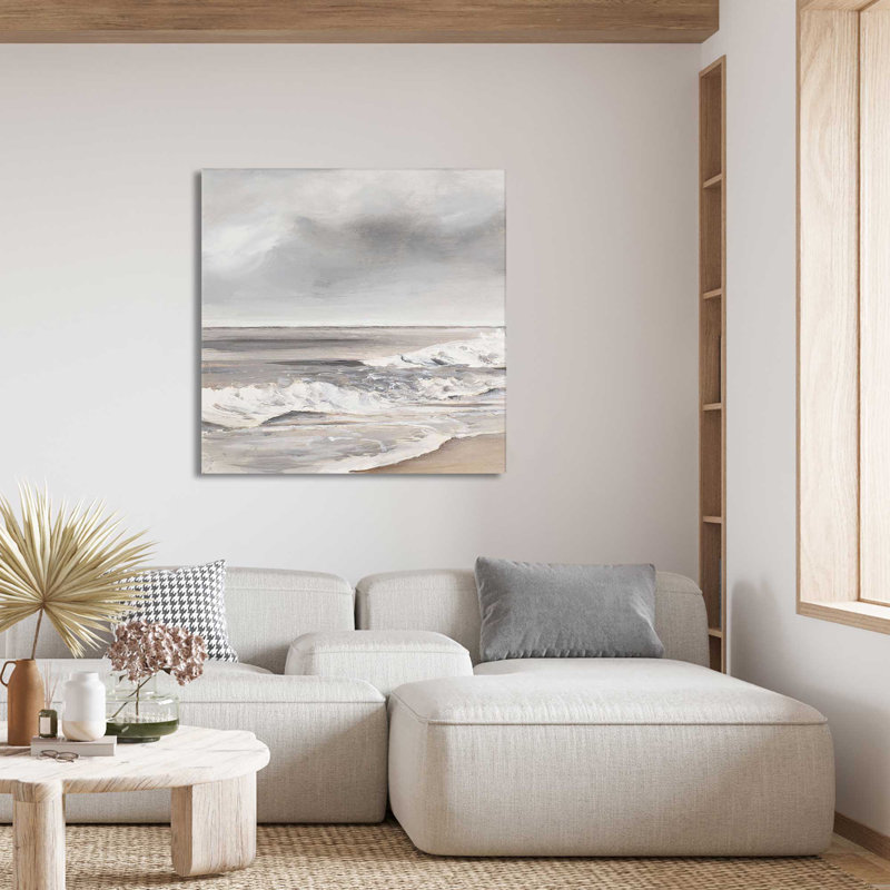 La Playa Al Atardecer I - Peinture, L 18 po x H 18 po, Toile tendue