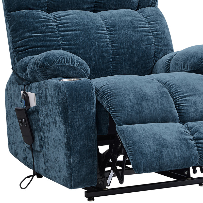 Fauteuil de massage inclinable électrique chauffant, Microfibre / microsuède bleu