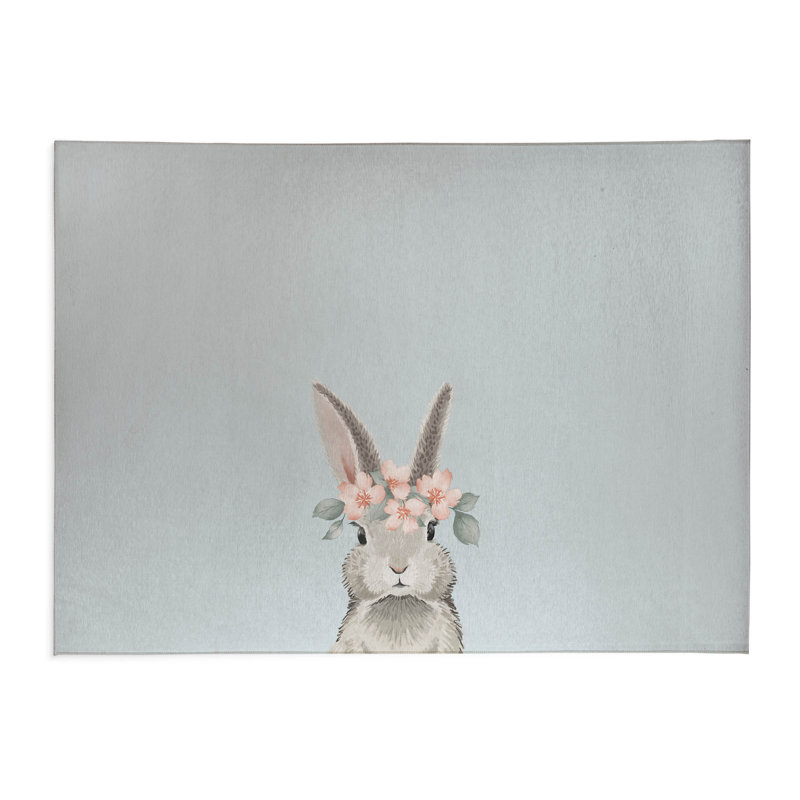 Bunny Kids Play Mat, Blue, Rectangle 5' x 7'