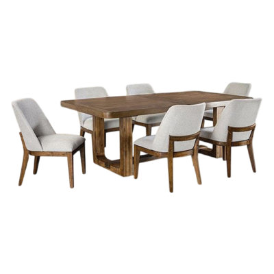 Ramie Dining Table Set, 84-102 Inch Expandable Leaf,  Chair