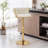 Upholstered Bar Stool Set Of 4, Velvet Swivel Barstools, Height Adjustable Counter Stools With Woven Backrest-1207284073