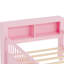 Superbe lit simple rose avec garde-corps robustes et espace de rangement pour la tête de lit-1410897310