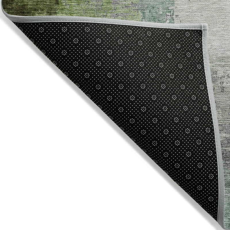 Machine Washable Indoor/Outdoor Xhevrie Green Rug, Rectangle 5' x 7'6"
