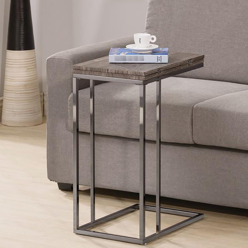 Table pliante grise et noire patinée pour les collations - l'option polyvalente Snack In ajoute un charme rustique