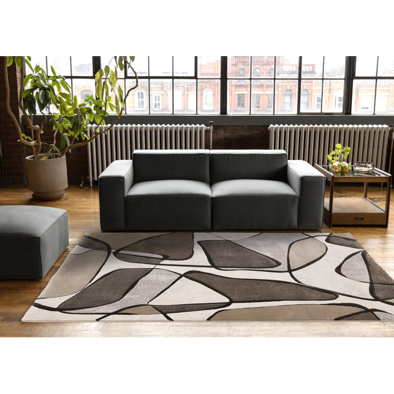 Tapis géométrique brun / ivoire Jadir, Rectangle 5 pi 3 po x 7 pi 7 po