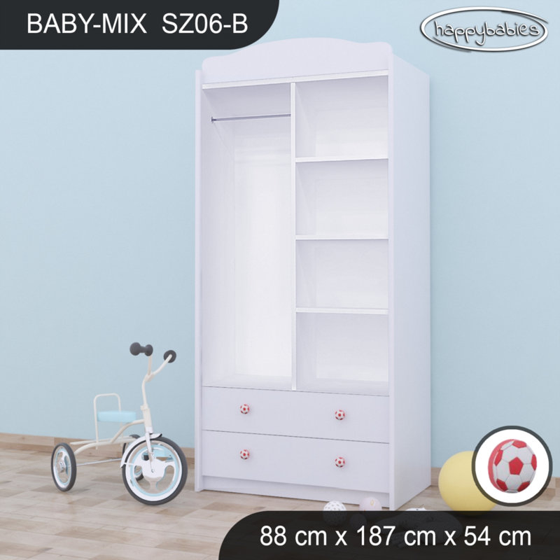 Baby 2 Door Wardrobe, White/Red