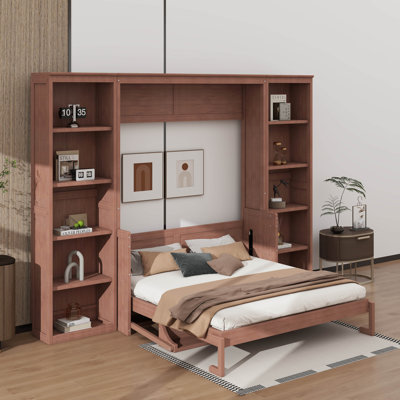 Grand lit escamotable avec bureau et bibliothèque