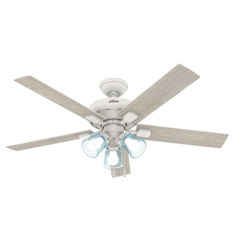 52" Whittier 5 - Blade Standard Ceiling Fan with Pull Chain and Light Kit Included