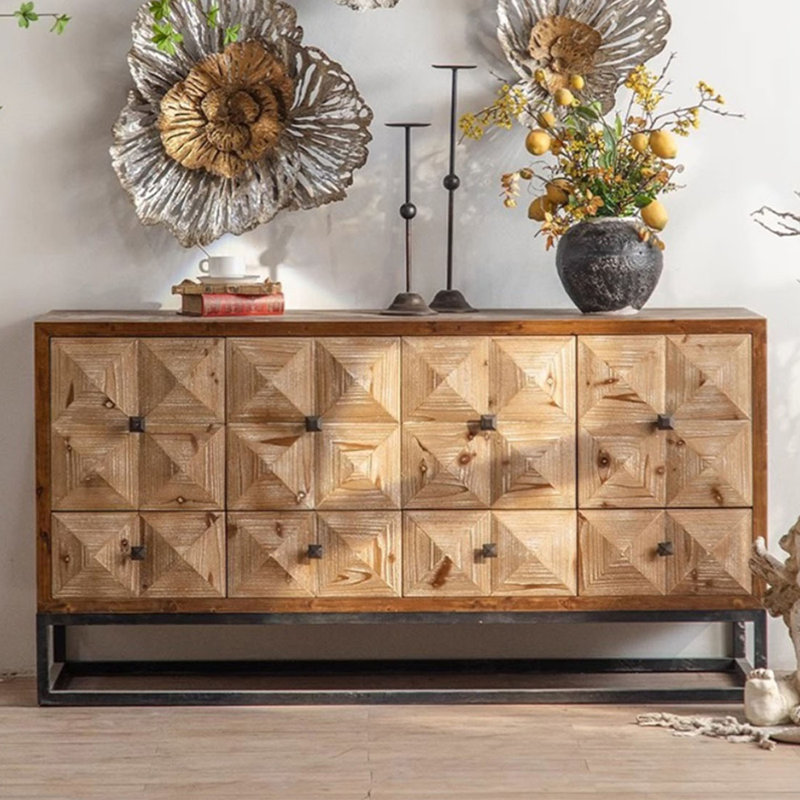 Armoire latérale en cèdre à quatre tiroirs pour salle à manger Zen-Style
