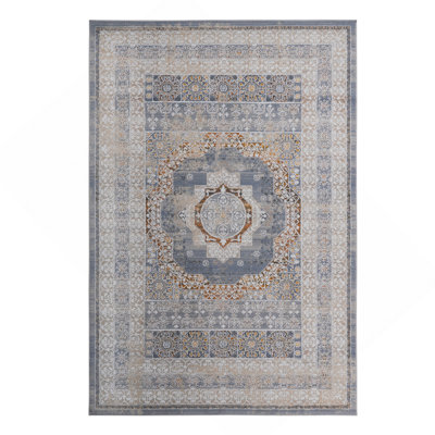 Collection Blue/Medallion Non-Shedding Living Room Bedroom Dining Home Office Stylish And Stain Resistant Area Rug