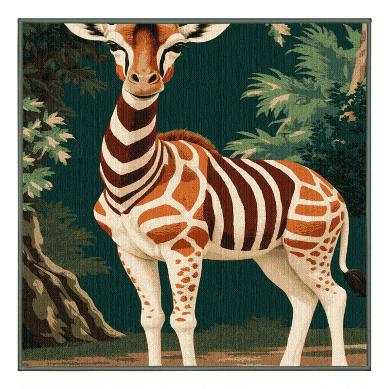 Washable Okapi Wildlife Area Rug, Square 5'